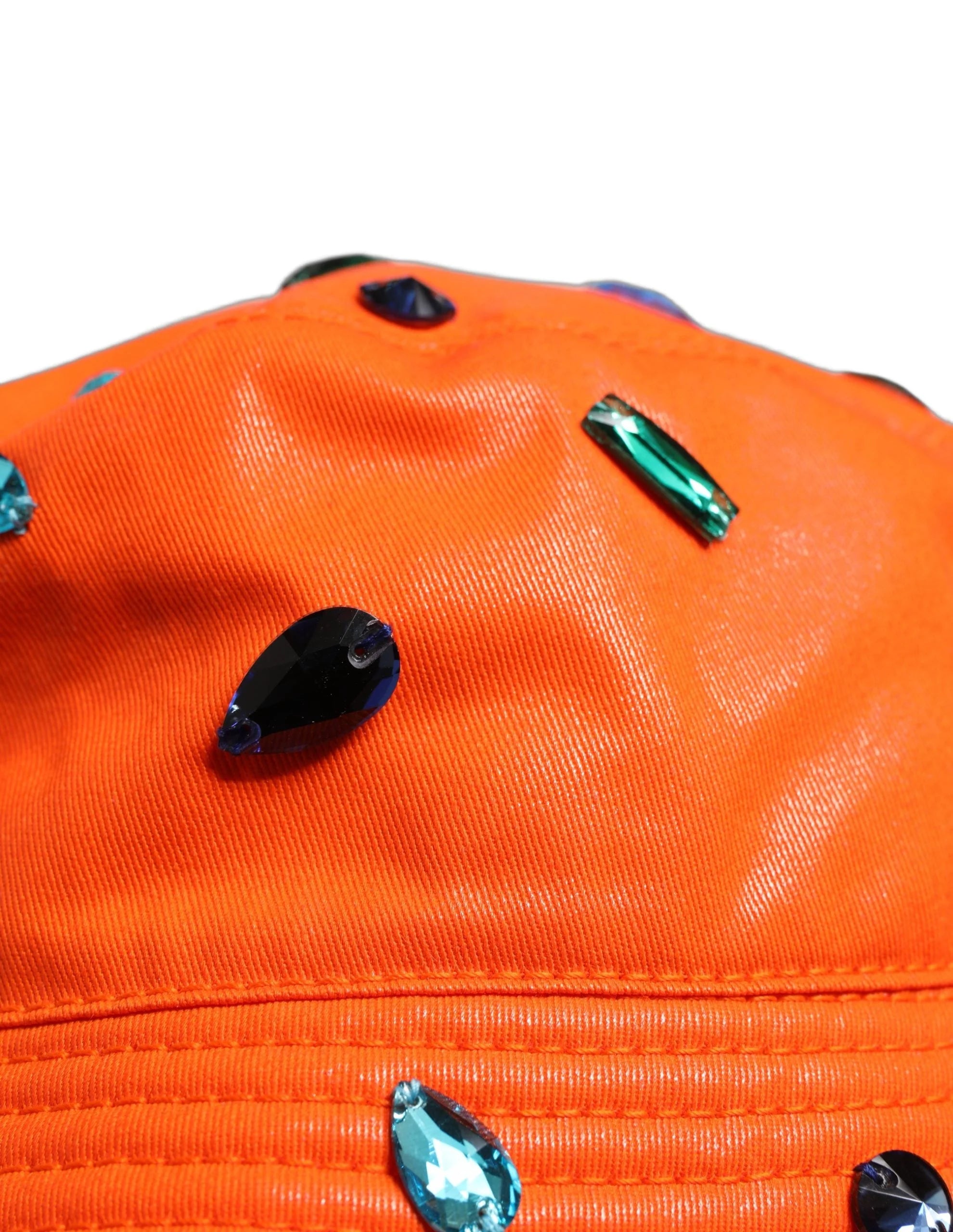 Dolce & Gabbana Orange Crystal Embellished Bucket Fisherman Cap Hat - 60 cm|XL