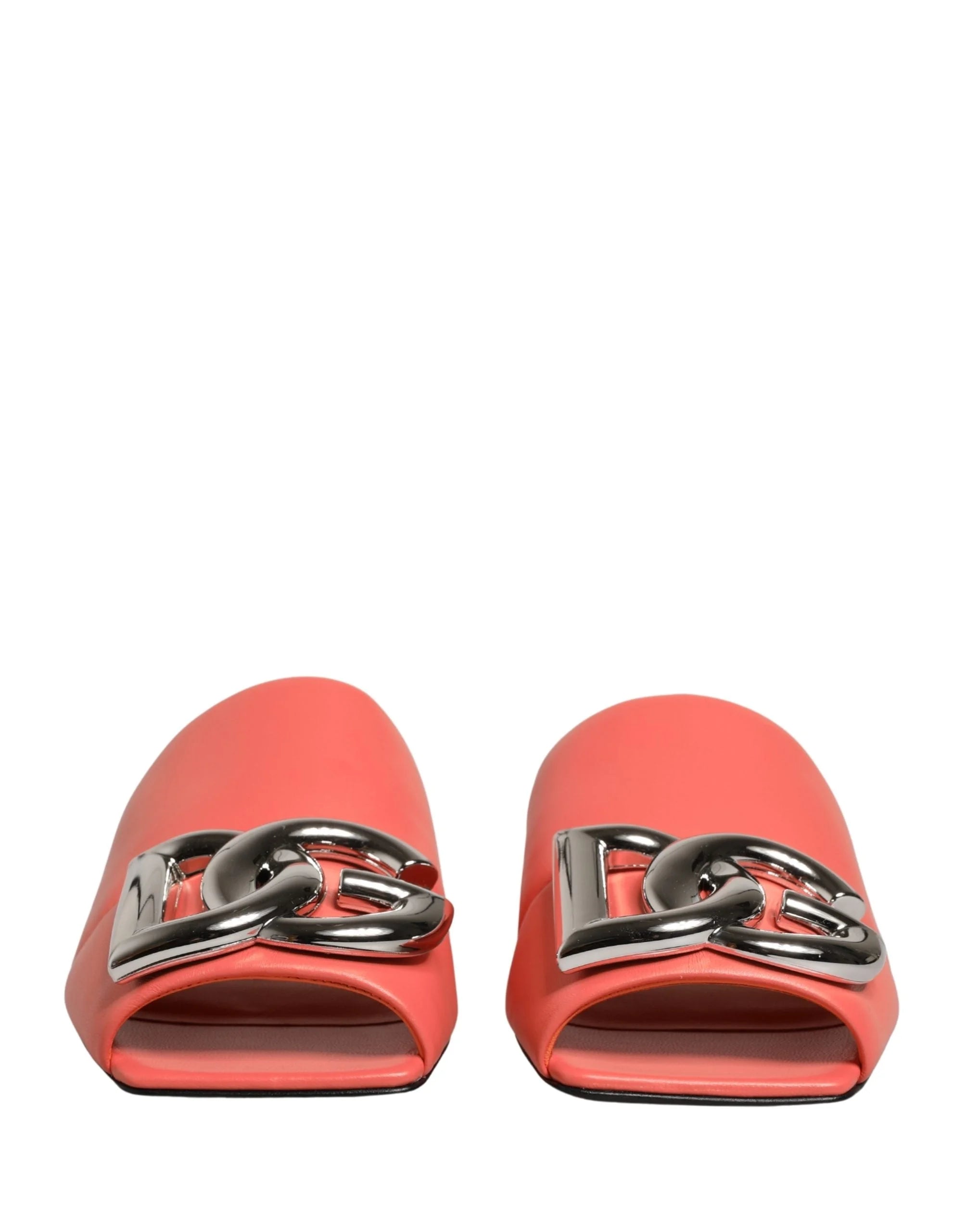 Dolce & Gabbana Orange DG Logo Leather Flats Sandals Shoes - EU35/US4.5