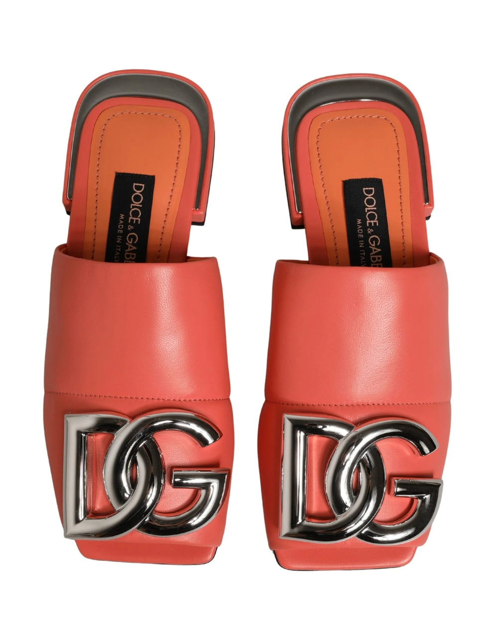 Dolce & Gabbana Orange DG Logo Leather Flats Sandals Shoes - EU35/US4.5
