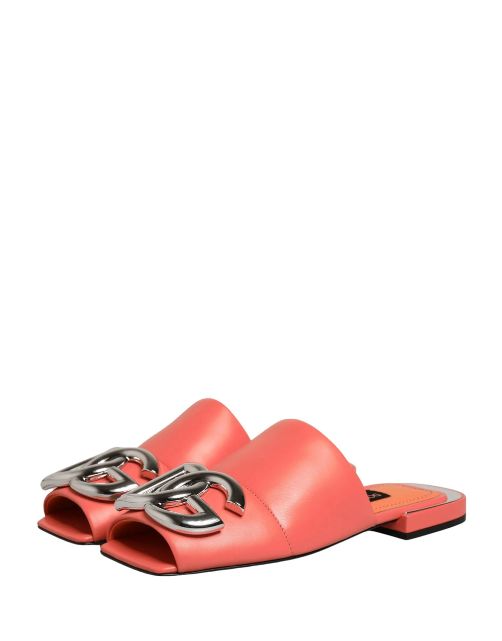Dolce & Gabbana Orange DG Logo Leather Flats Sandals Shoes - EU35/US4.5