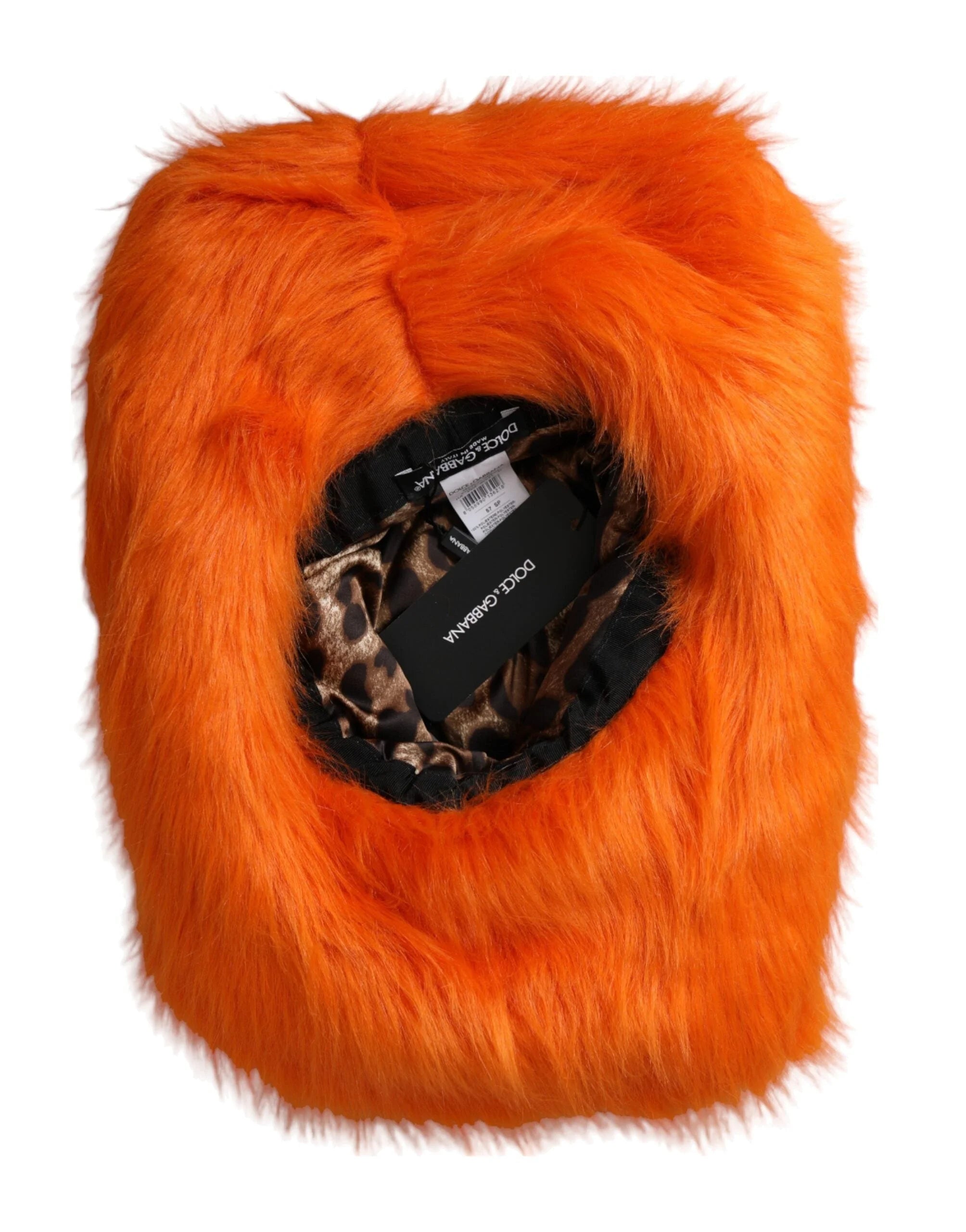 Dolce & Gabbana Orange Faux Fur Polyester Fedora Hat - 57 cm|S - Fedoras