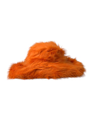 Dolce & Gabbana Orange Faux Fur Polyester Fedora Hat - 57 cm|S - Fedoras