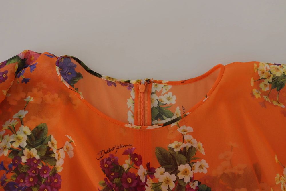 Dolce & Gabbana Orange Floral Print Long Sleeve Blouse - IT40|S - Blouses