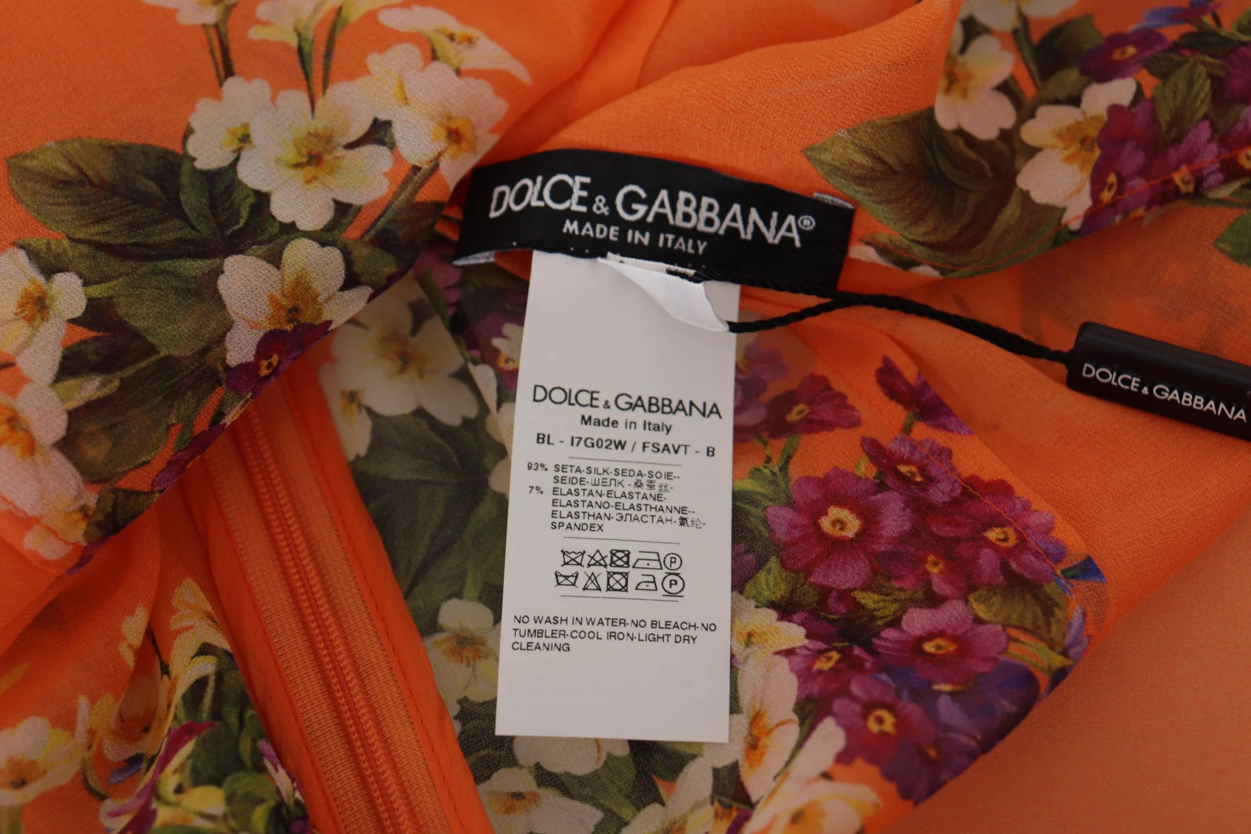 Dolce & Gabbana Orange Floral Print Long Sleeve Blouse - IT40|S - Blouses