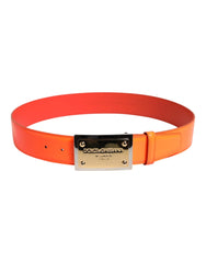 Dolce & Gabbana Orange Gold Tone Metal Logo Buckle Belt - 85 cm / 34 Inches - Belts