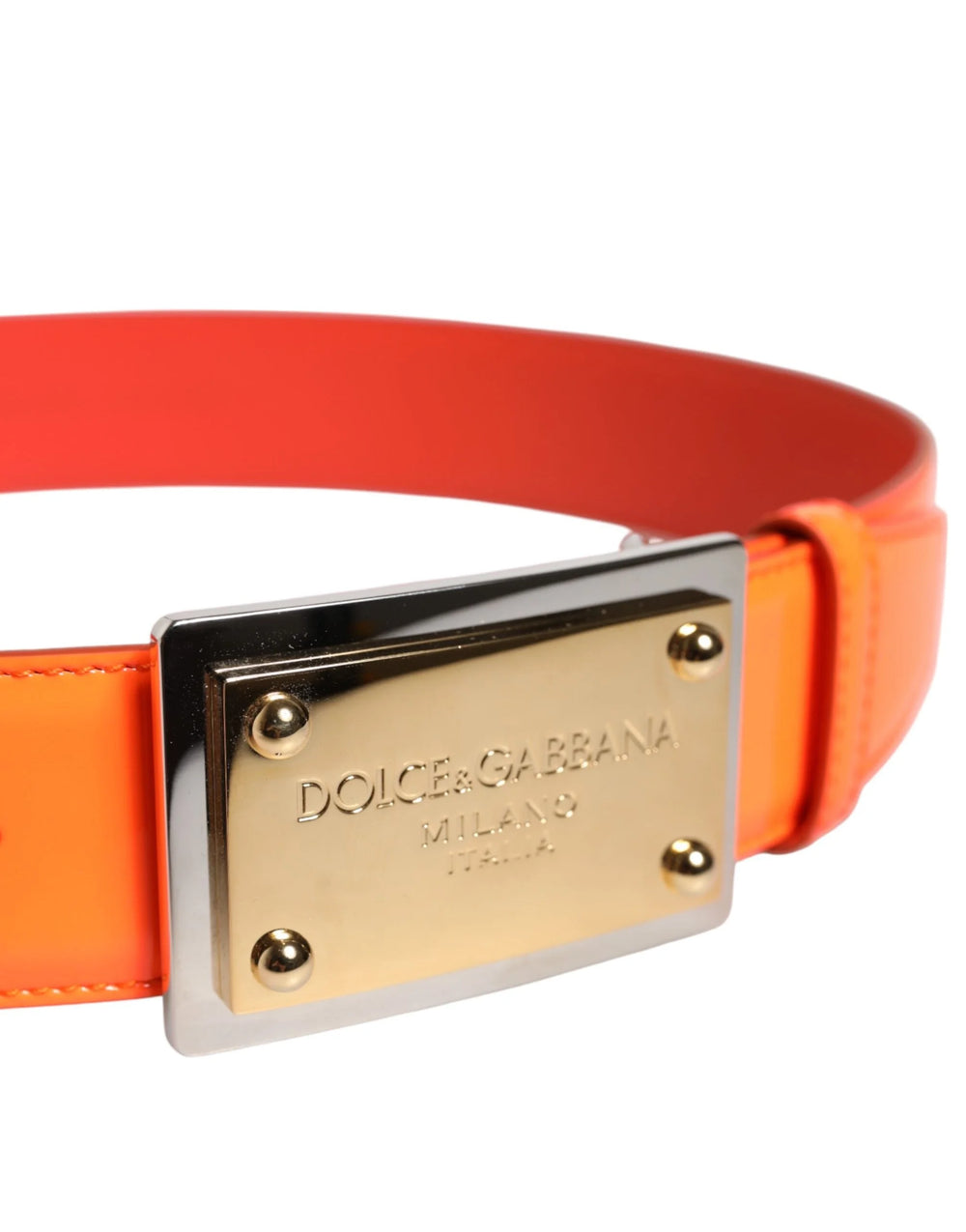 Dolce & Gabbana Orange Gold Tone Metal Logo Buckle Belt - 85 cm / 34 Inches - Belts