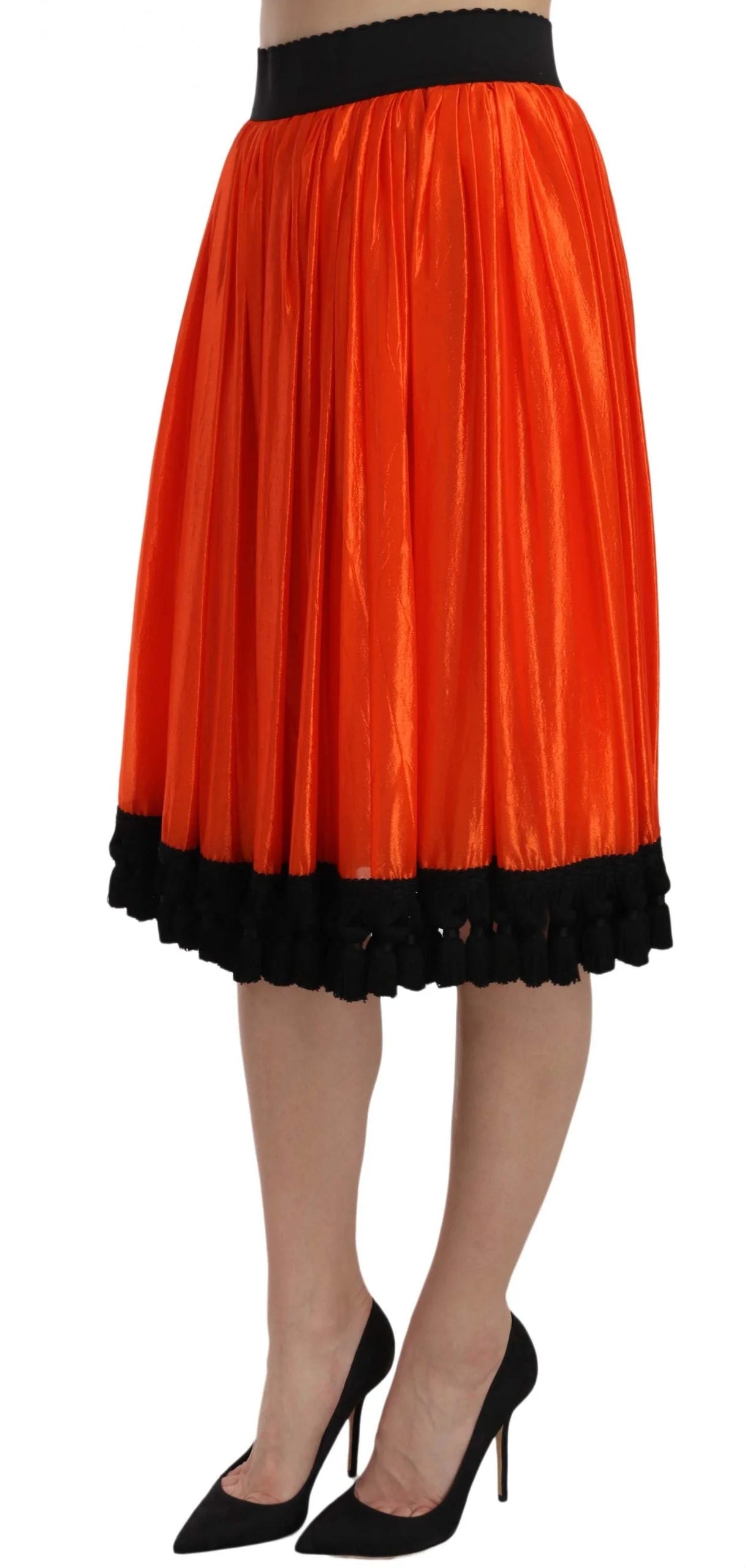 Dolce & Gabbana Orange High Waist Knee Length Skirt - IT40|S