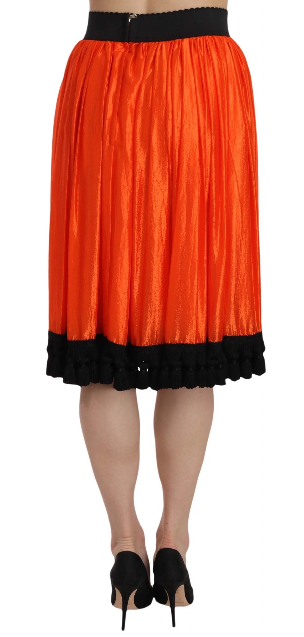 Dolce & Gabbana Orange High Waist Knee Length Skirt - IT40|S