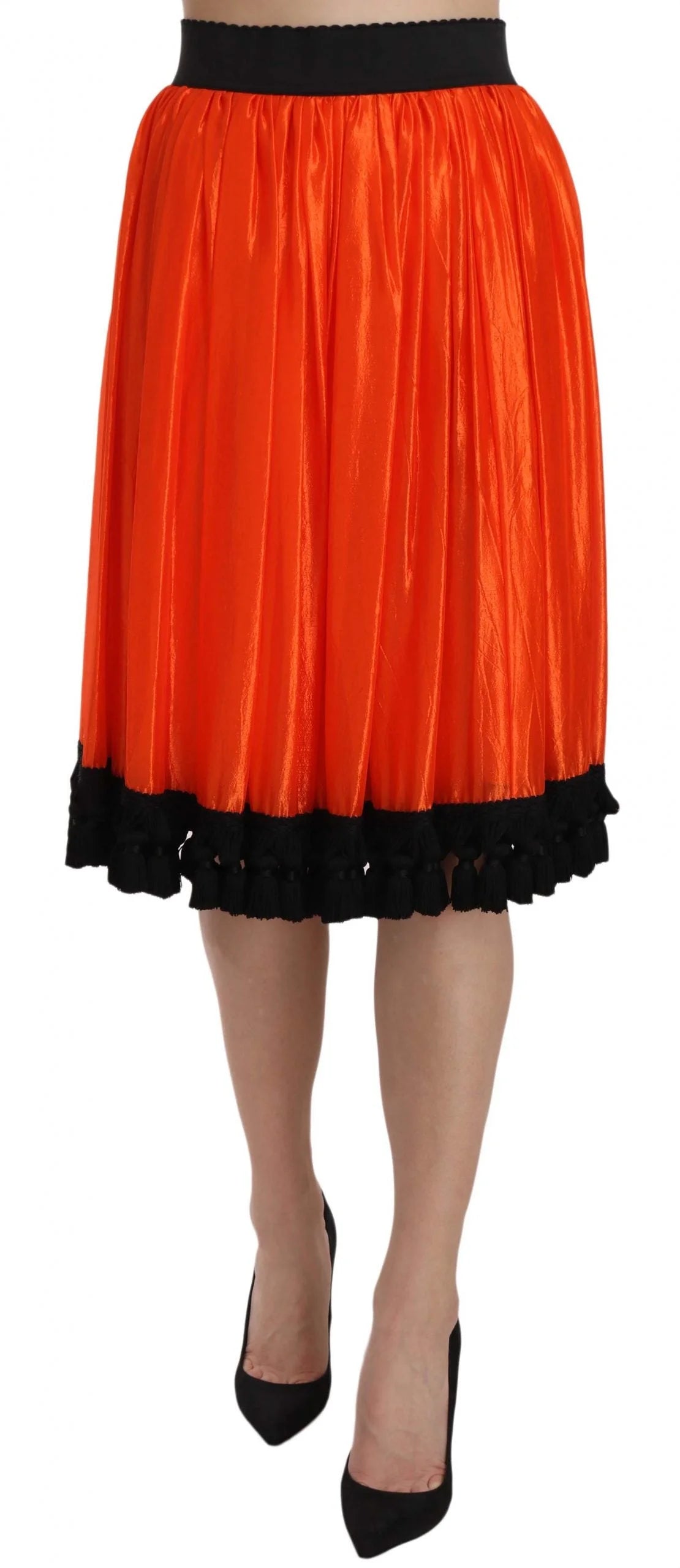 Dolce & Gabbana Orange High Waist Knee Length Skirt - IT40|S