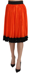 Dolce & Gabbana Orange High Waist Knee Length Skirt - IT40|S - Skirts
