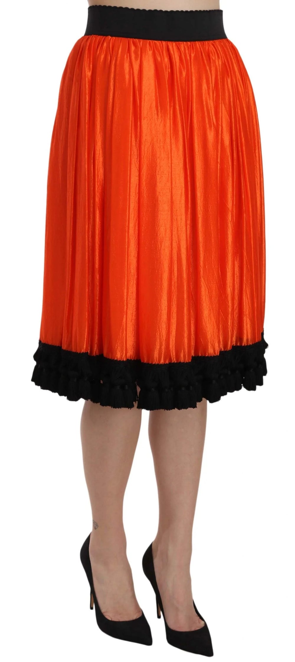 Dolce & Gabbana Orange High Waist Knee Length Skirt - IT40|S - Skirts