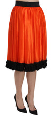 Dolce & Gabbana Orange High Waist Knee Length Skirt - IT40|S - Skirts