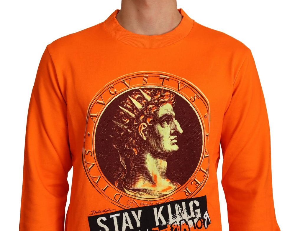 Dolce & Gabbana Orange King Ceasar Cotton Pullover Sweater - Sweaters