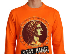 Dolce & Gabbana Orange King Ceasar Cotton Pullover Sweater - Sweaters