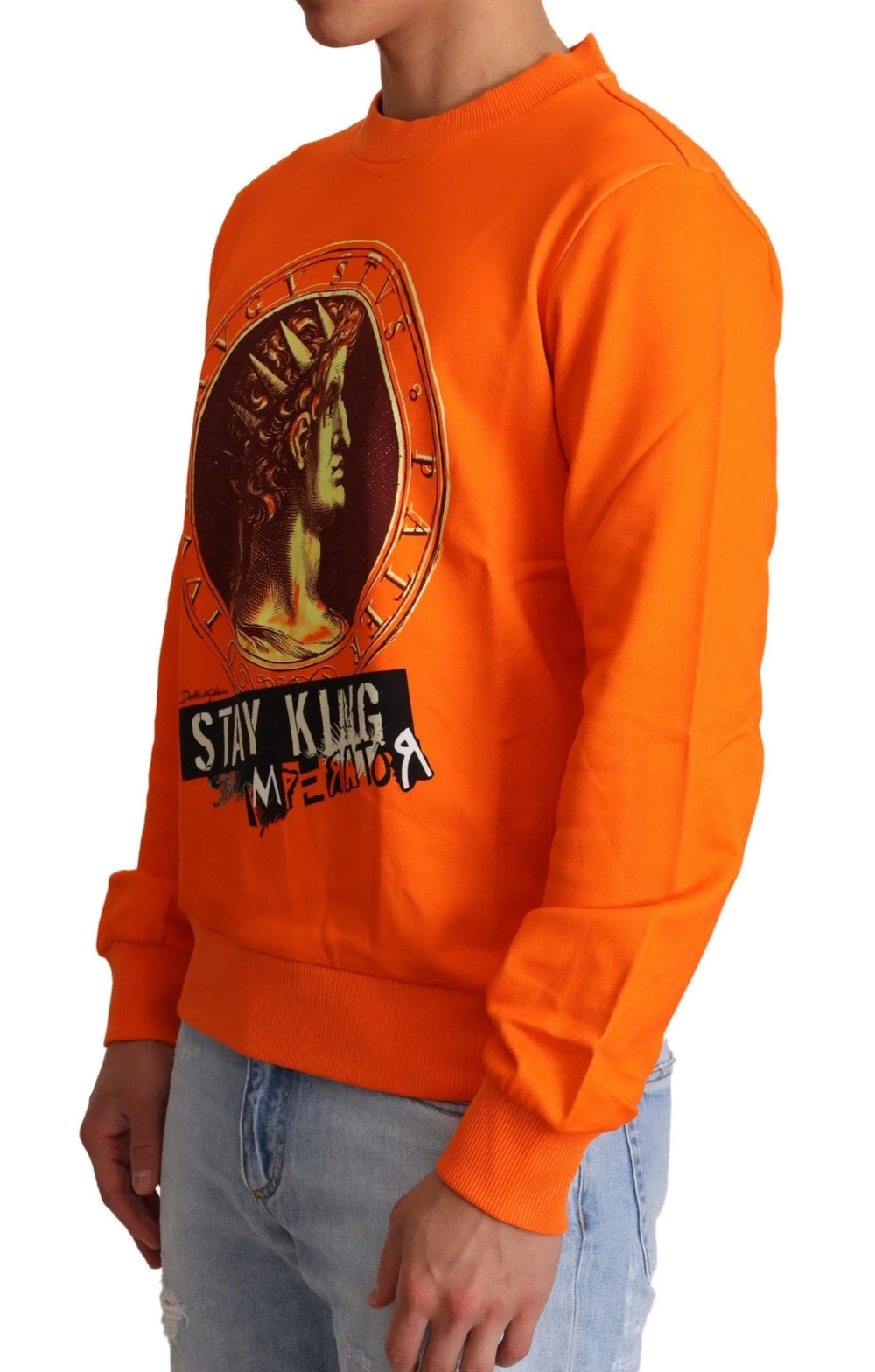 Dolce & Gabbana Orange King Ceasar Cotton Pullover Sweater - Sweaters