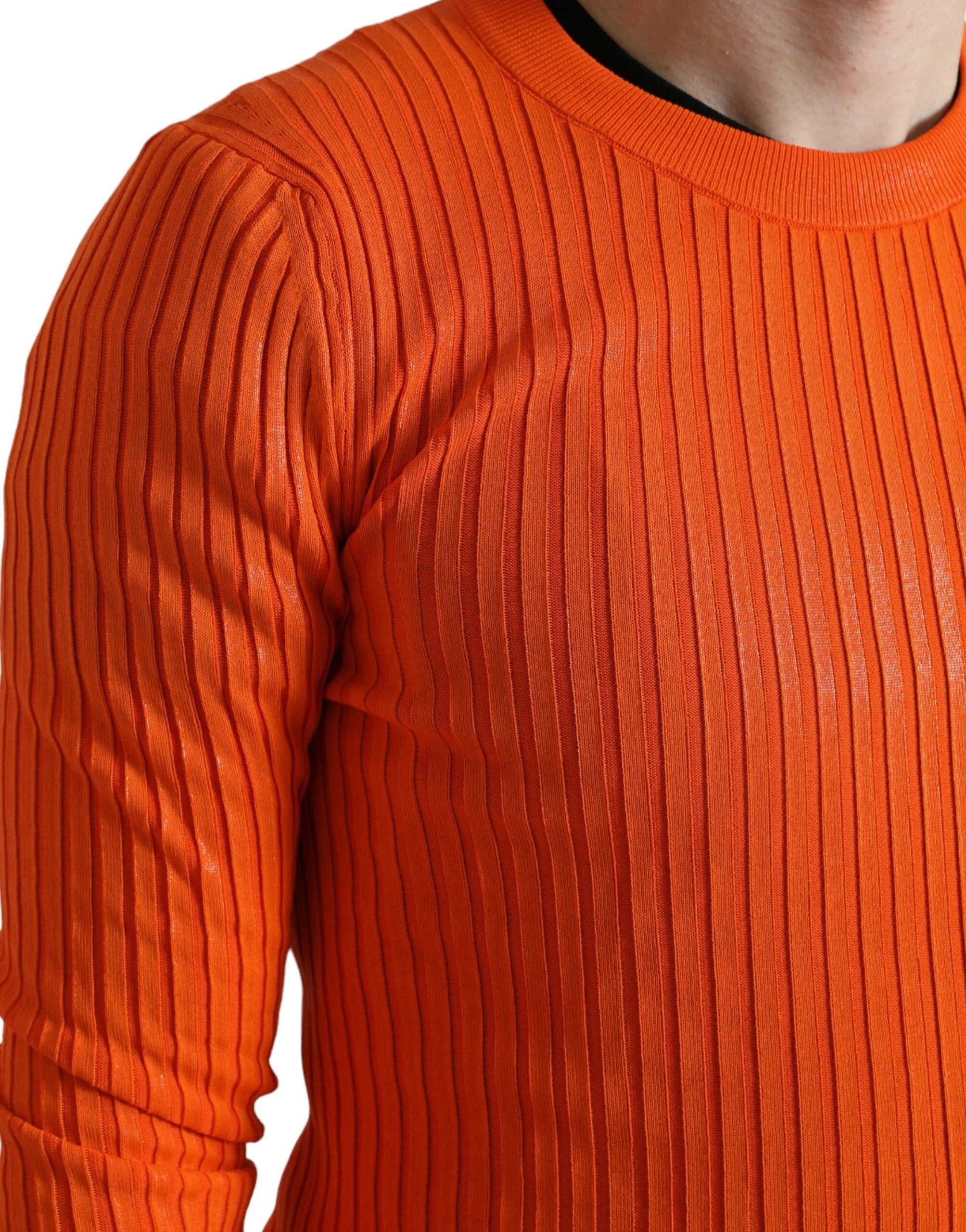 Dolce & Gabbana Orange Knitted Crewneck Men Pullover Sweater - IT48 | M - Sweaters