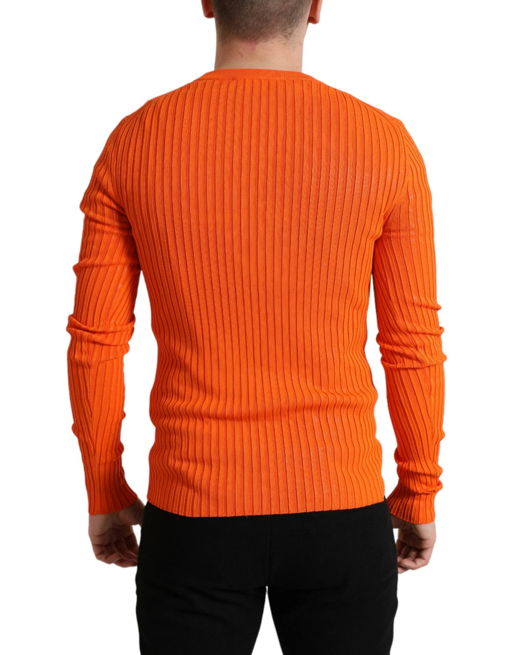Dolce & Gabbana Orange Knitted Crewneck Men Pullover Sweater - IT48 | M - Sweaters
