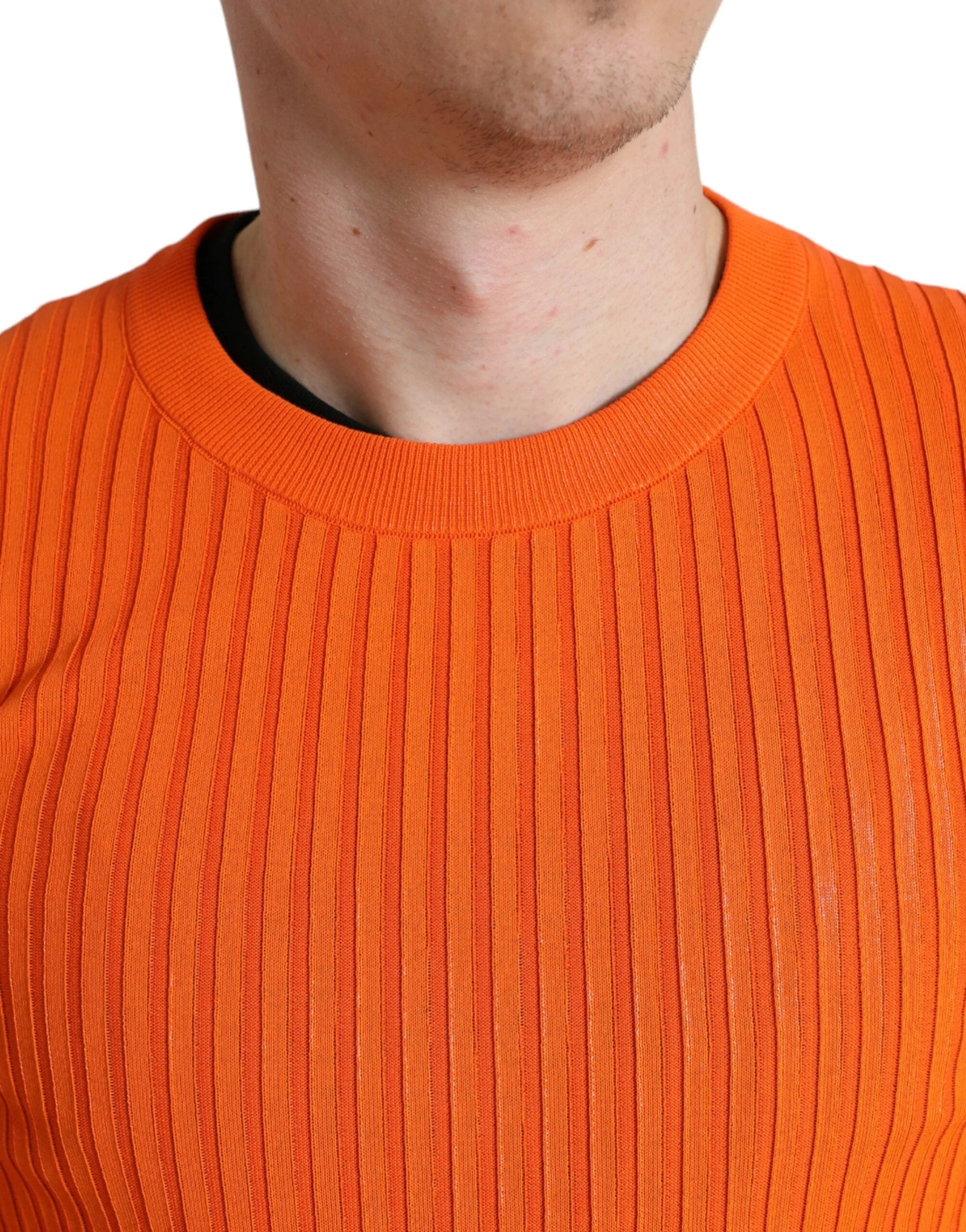 Dolce & Gabbana Orange Knitted Crewneck Men Pullover Sweater - IT48 | M - Sweaters