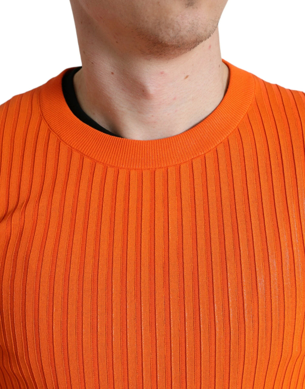 Dolce & Gabbana Orange Knitted Crewneck Men Pullover Sweater - IT48 | M - Sweaters