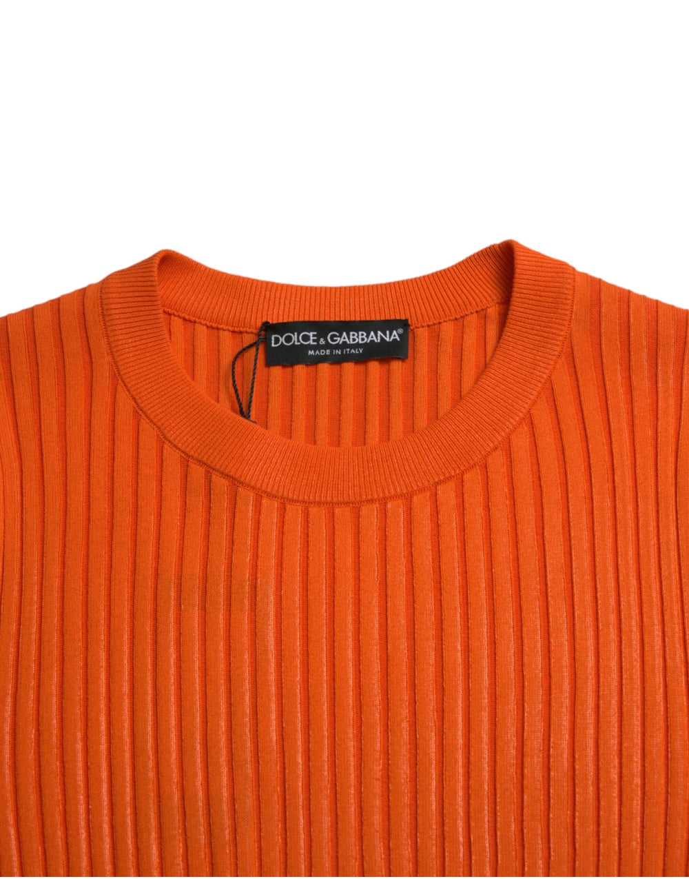Dolce & Gabbana Orange Knitted Crewneck Men Pullover Sweater - IT48 | M - Sweaters