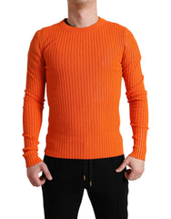 Dolce & Gabbana Orange Knitted Crewneck Men Pullover Sweater - IT48 | M - Sweaters