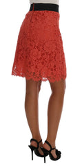 Dolce & Gabbana Orange Macramé Lace Pencil Skirt - Skirts