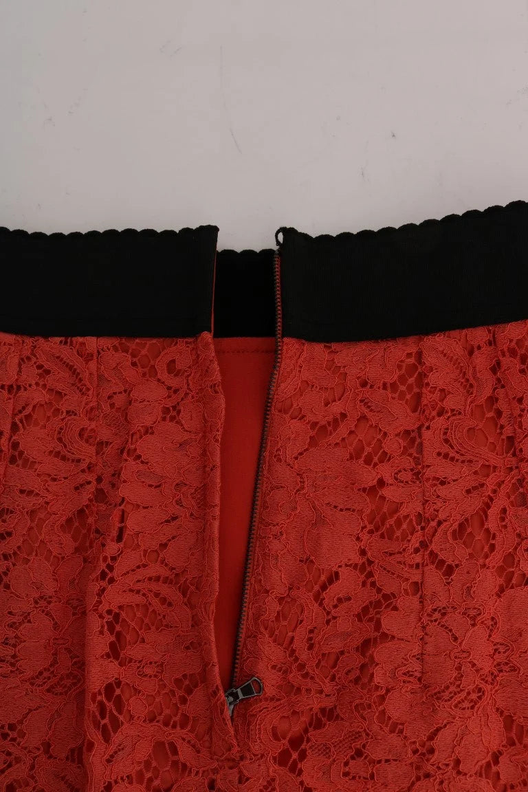 Dolce & Gabbana Orange Macramé Lace Pencil Skirt - Skirts