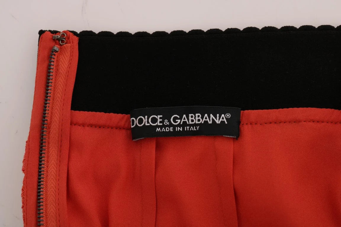 Dolce & Gabbana Orange Macramé Lace Pencil Skirt - Skirts