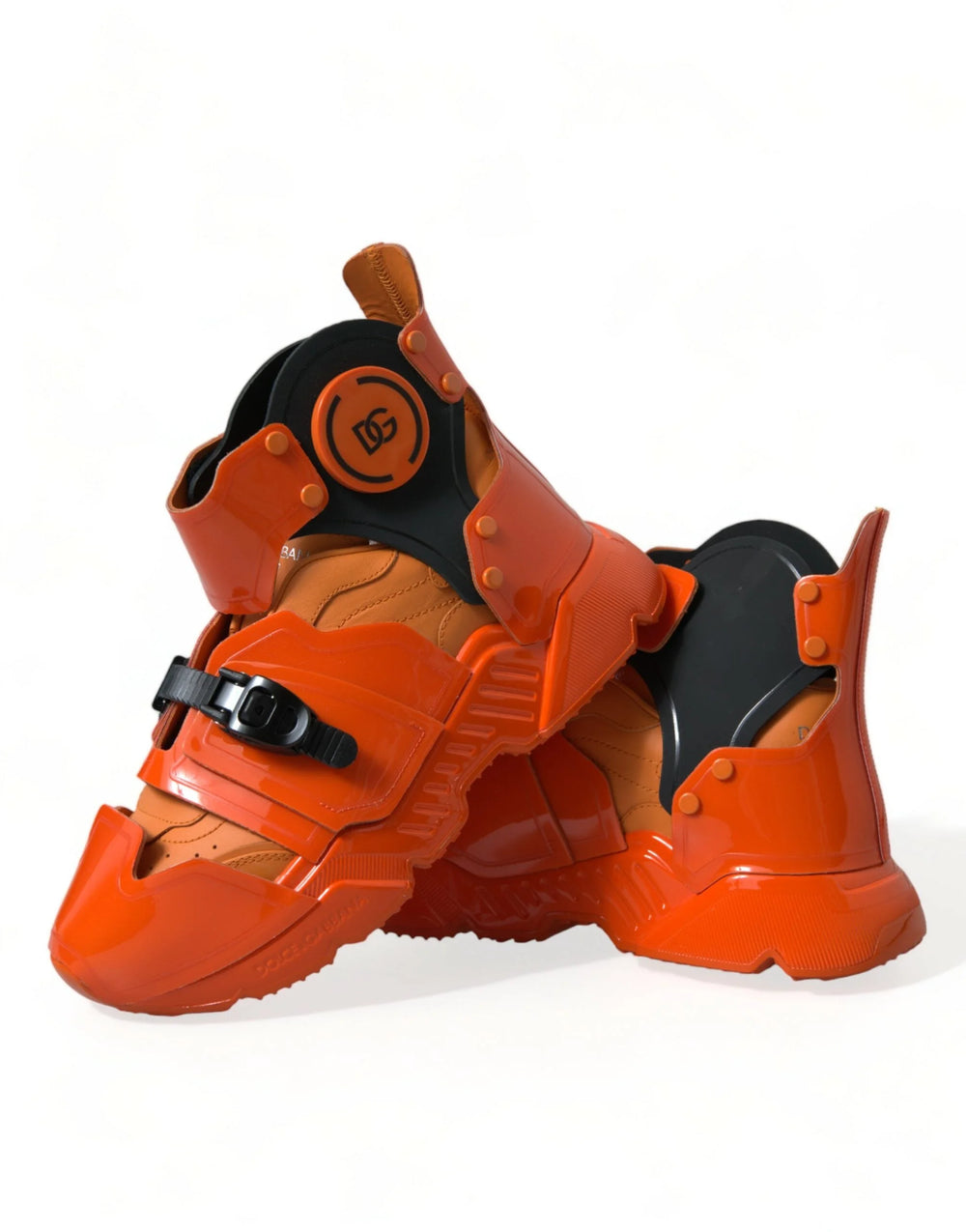 Dolce & Gabbana Orange Multi Panel Chunky High Top Sneakers Shoes - EU39/US6