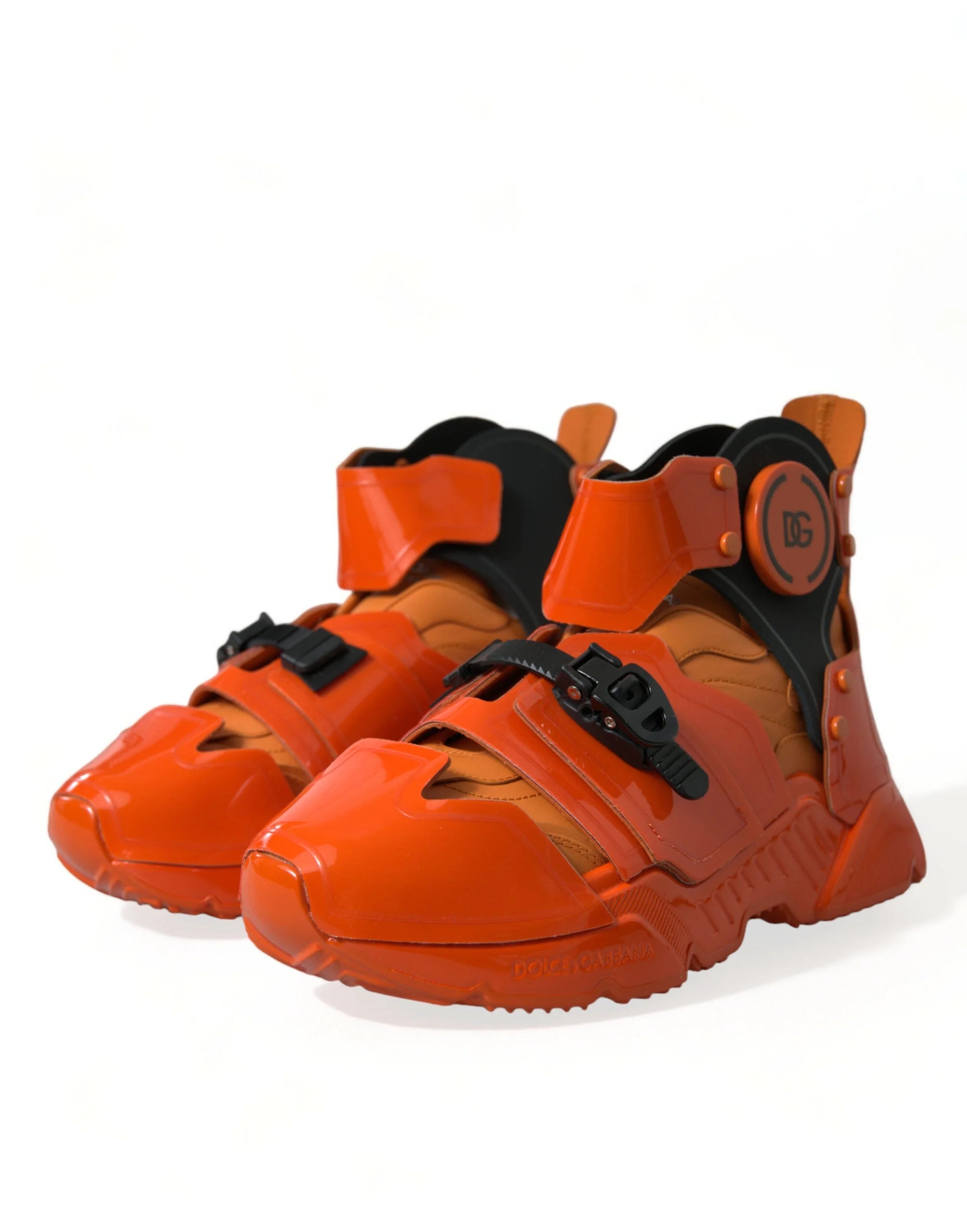 Dolce & Gabbana Orange Multi Panel Chunky High Top Sneakers Shoes - EU39/US6