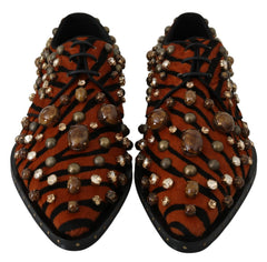 Dolce & Gabbana Orange Pony Hair Crystal Dress Broque Shoes - EU40/US9.5