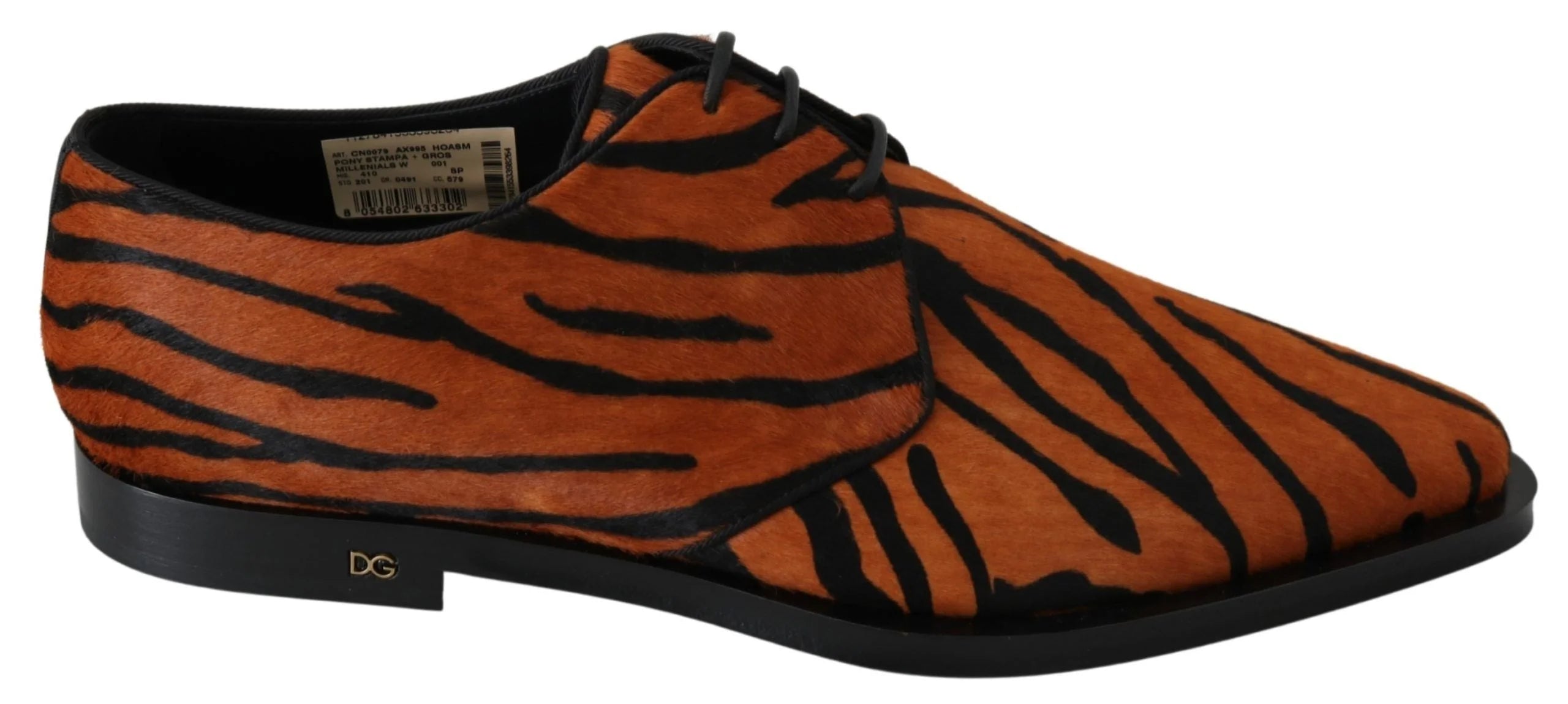 Dolce & Gabbana Orange Pony Hair Formal Dress Broque Shoes - EU41/US10.5
