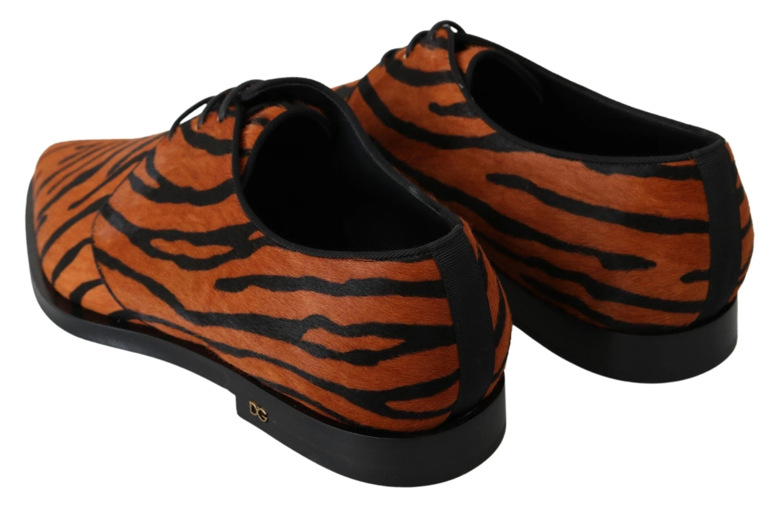 Dolce & Gabbana Orange Pony Hair Formal Dress Broque Shoes - EU41/US10.5