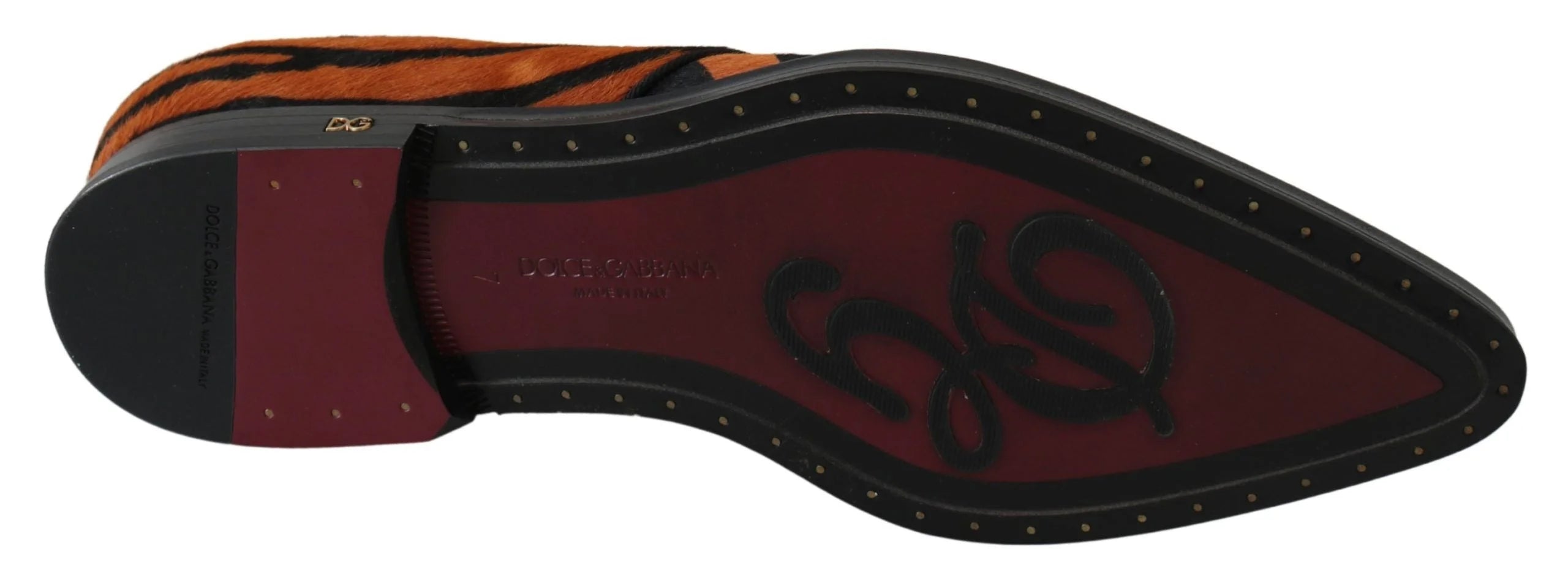 Dolce & Gabbana Orange Pony Hair Formal Dress Broque Shoes - EU41/US10.5