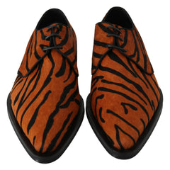 Dolce & Gabbana Orange Pony Hair Formal Dress Broque Shoes - EU41/US10.5