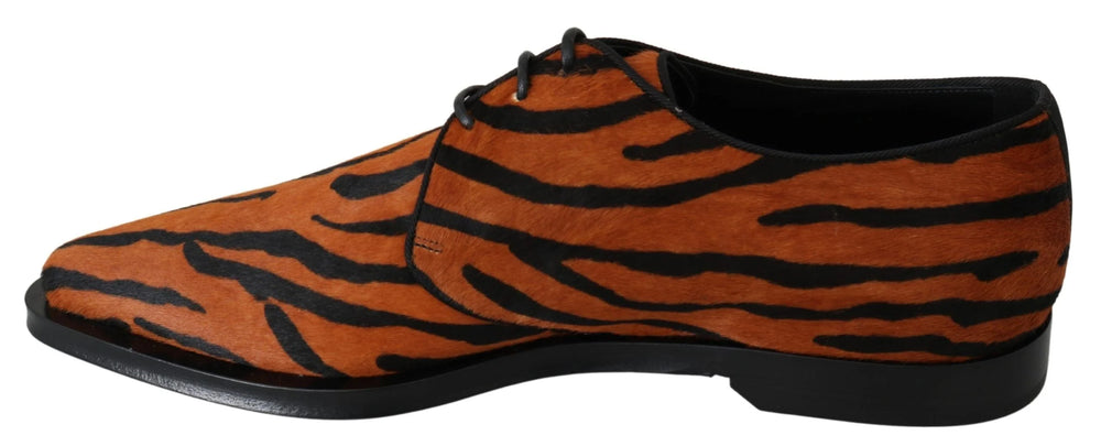 Dolce & Gabbana Orange Pony Hair Formal Dress Broque Shoes - EU41/US10.5