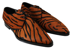 Dolce & Gabbana Orange Pony Hair Formal Dress Broque Shoes - EU41/US10.5