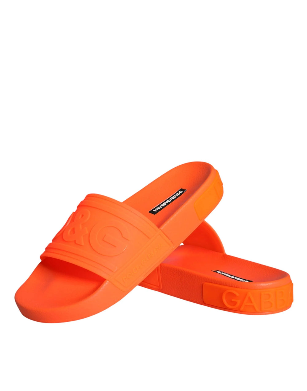 Dolce & Gabbana Orange Rubber Slides Sandals Beachwear Shoes - Sandals