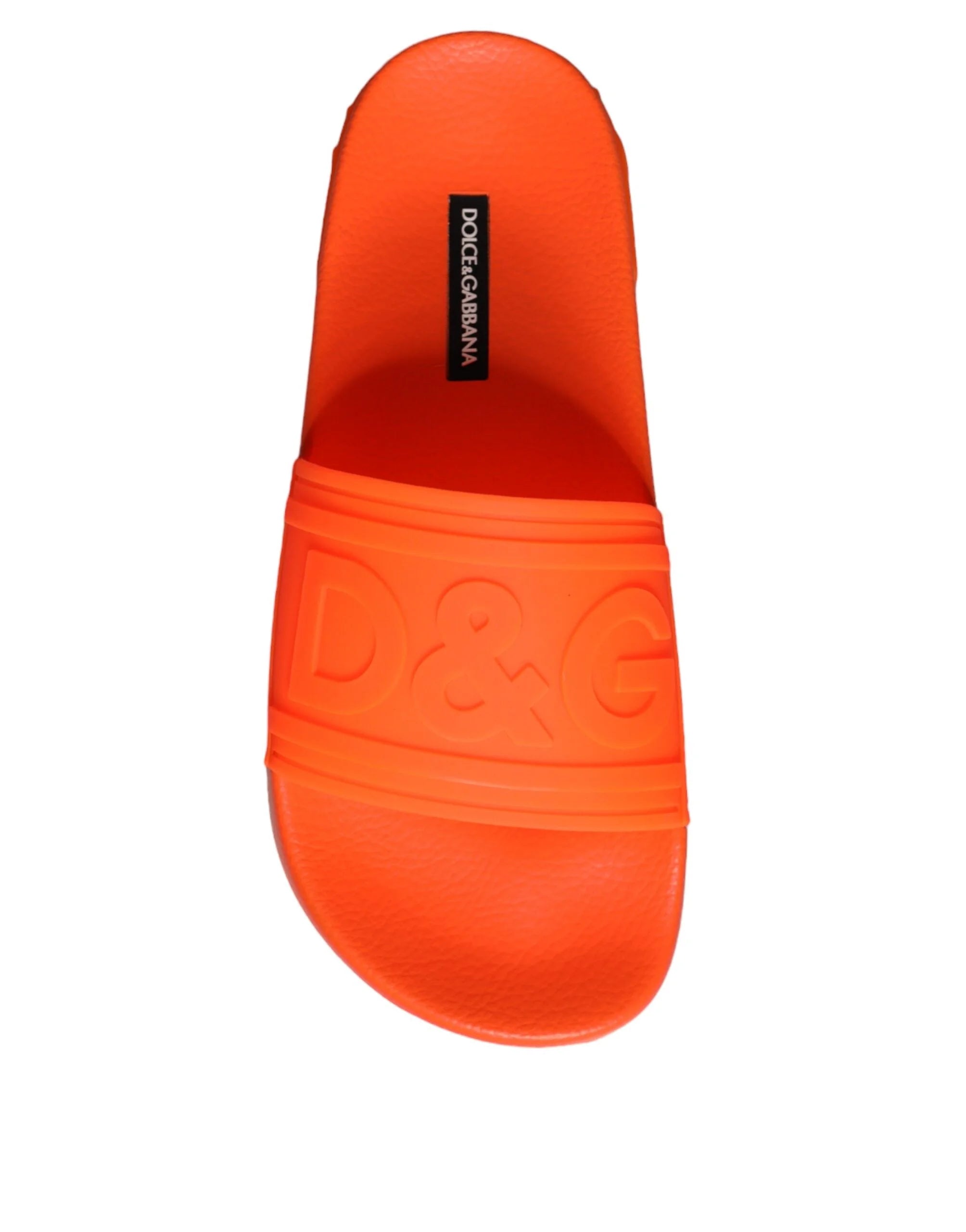 Dolce & Gabbana Orange Rubber Slides Sandals Beachwear Shoes - Sandals