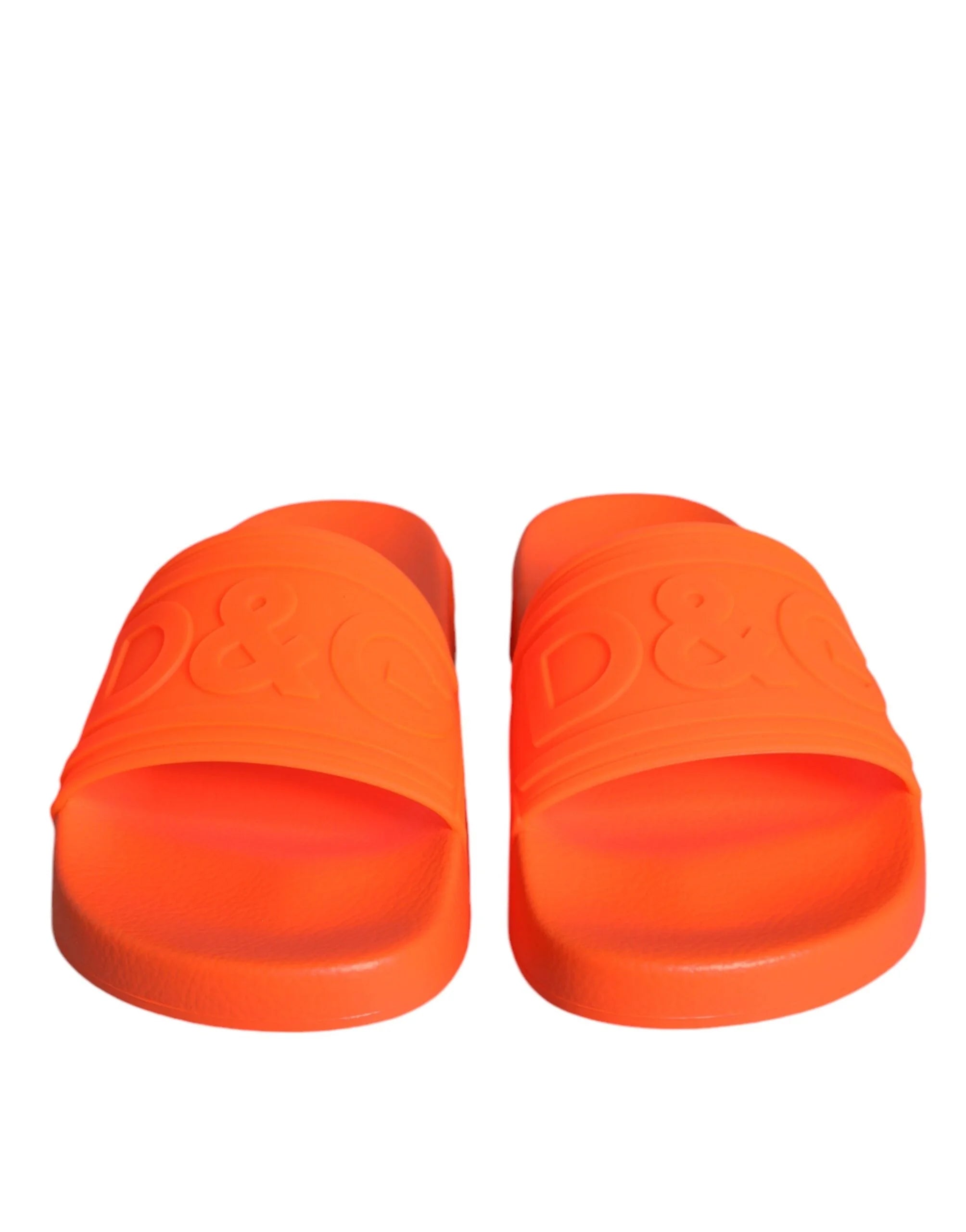 Dolce & Gabbana Orange Rubber Slides Sandals Beachwear Shoes - Sandals