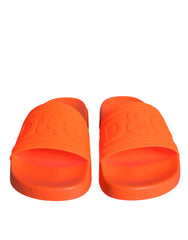 Dolce & Gabbana Orange Rubber Slides Sandals Beachwear Shoes - Sandals