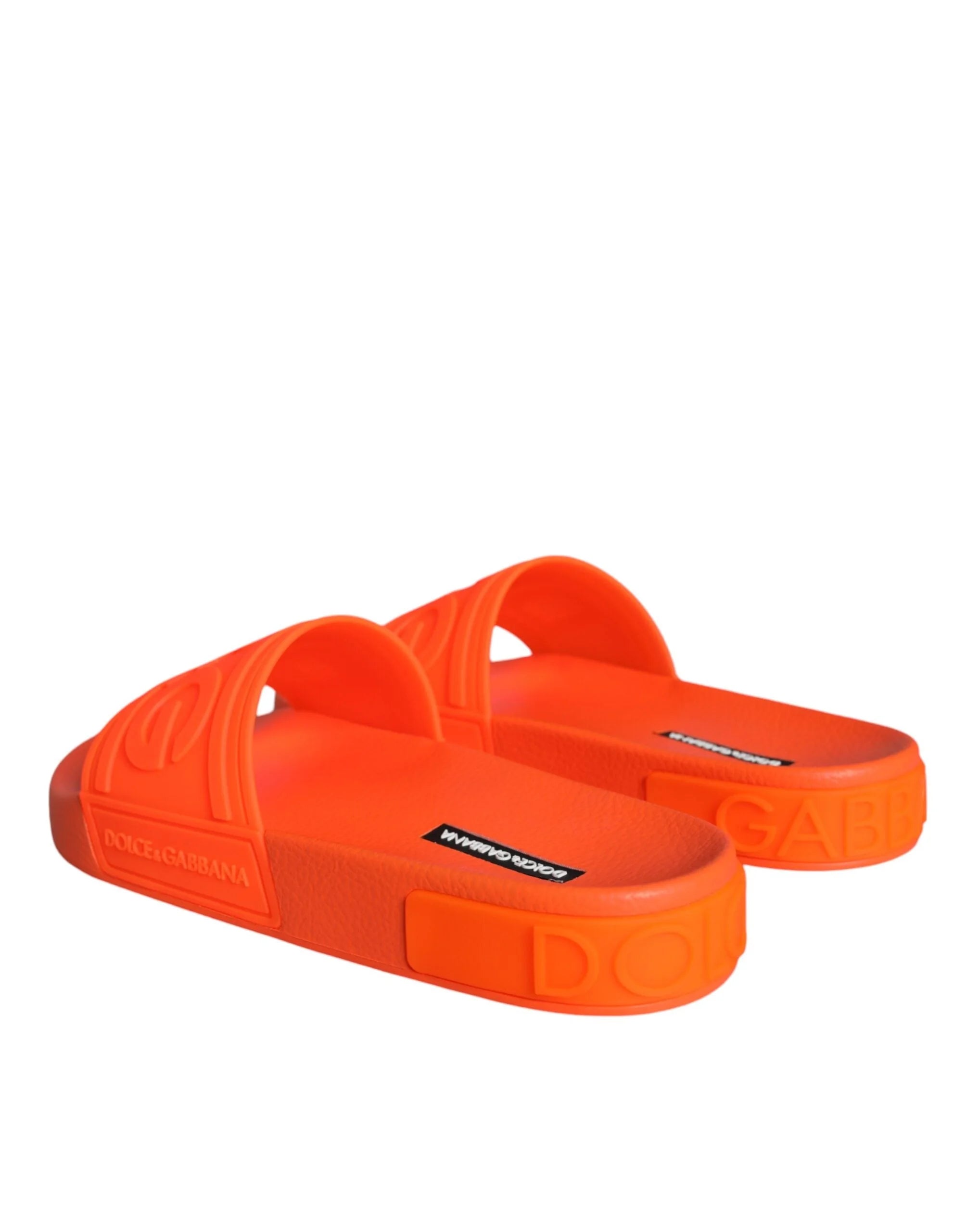 Dolce & Gabbana Orange Rubber Slides Sandals Beachwear Shoes - Sandals