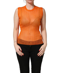 Dolce & Gabbana Orange See Through Crew Neck Blouse Tank Top - IT42|M