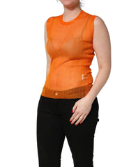 Dolce & Gabbana Orange See Through Crew Neck Blouse Tank Top - IT42|M