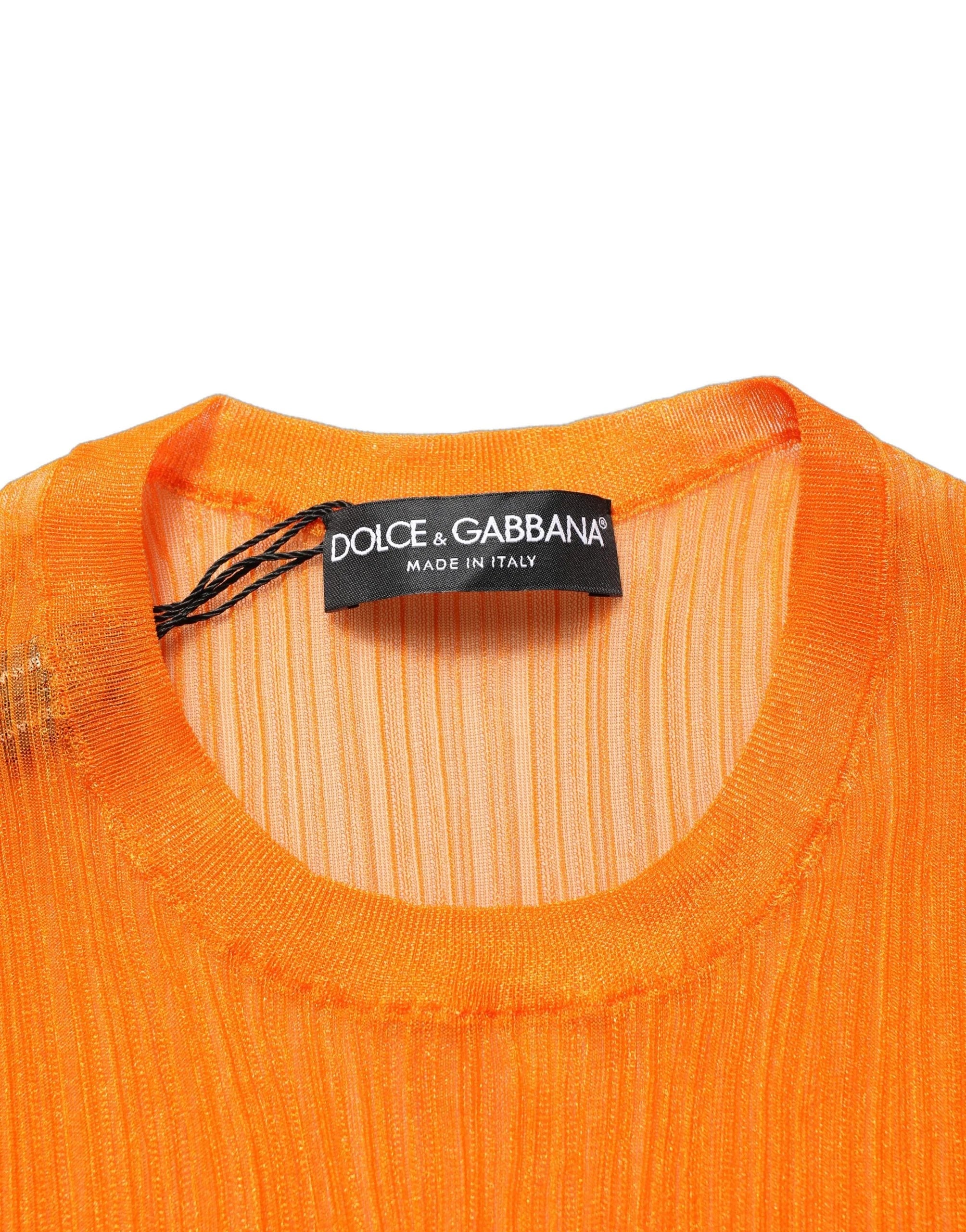 Dolce & Gabbana Orange See Through Crew Neck Blouse Tank Top - IT42|M