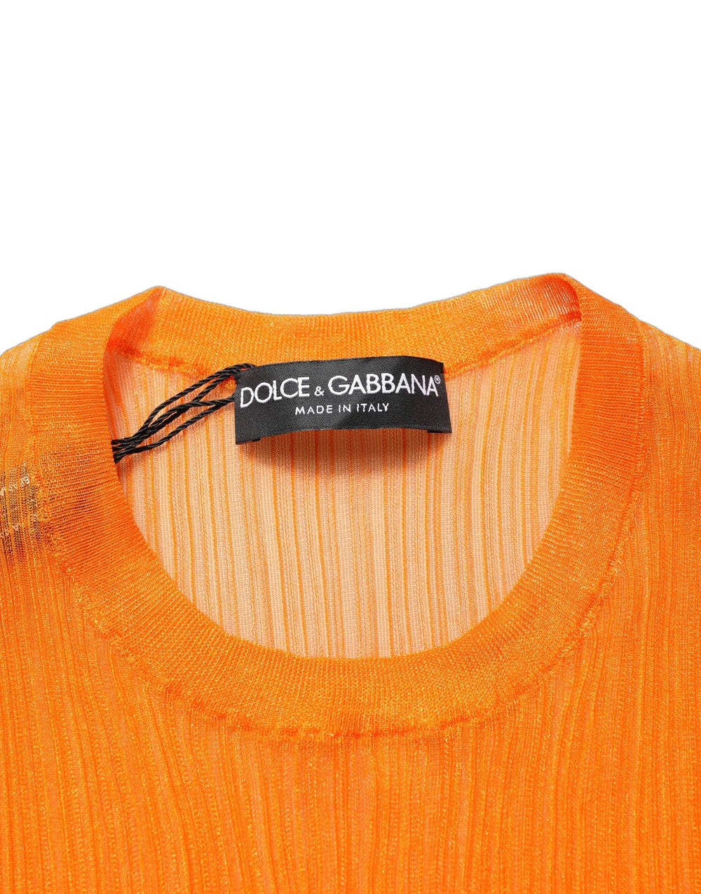 Dolce & Gabbana Orange See Through Crew Neck Blouse Tank Top - IT42|M