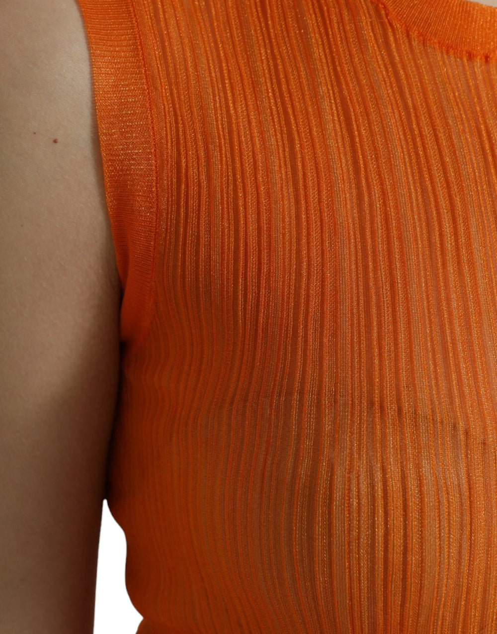 Dolce & Gabbana Orange See Through Crew Neck Blouse Tank Top - Tank Tops