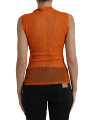 Dolce & Gabbana Orange See Through Crew Neck Blouse Tank Top - Tank Tops