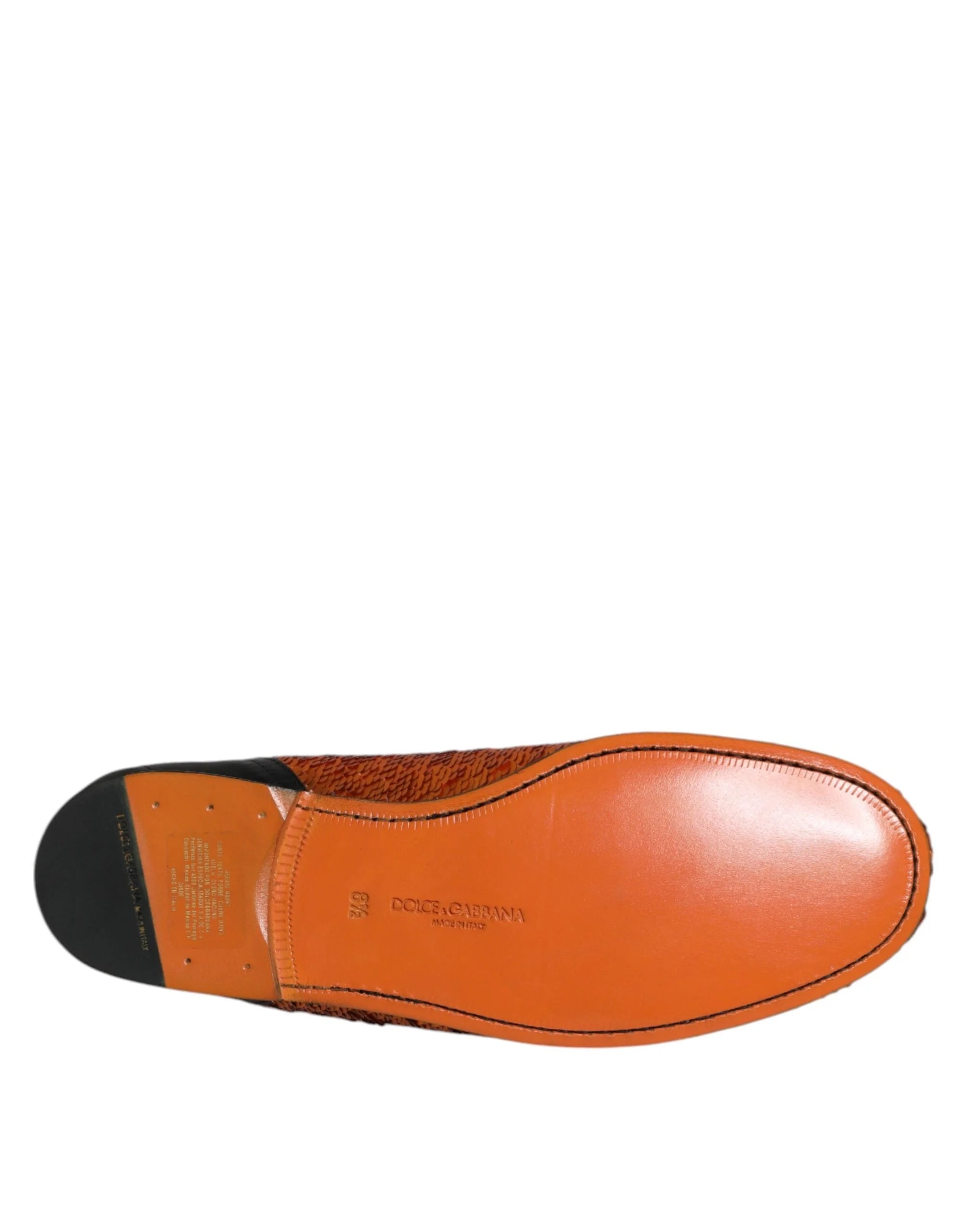Dolce & Gabbana Orange Sequin Embellished Men Loafers Shoes - EU42.5/US9.5