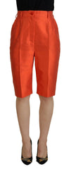 Dolce & Gabbana Orange Silk High Waist Cropped Pants - IT40|S - Trousers
